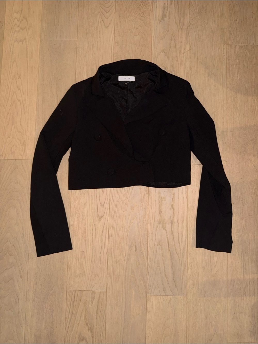 Cropped Double-Breasted Black Jacket